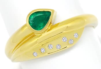 Foto 1 - Gold-Ring Top Smaragd Tropfen plus lupenreine Diamanten, R8976