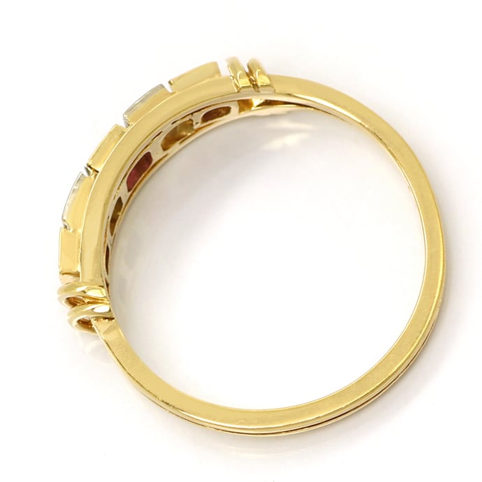 Foto 3 - Antiker Gold-Platin-Ring Diamant Rosen rote Steine, S1879