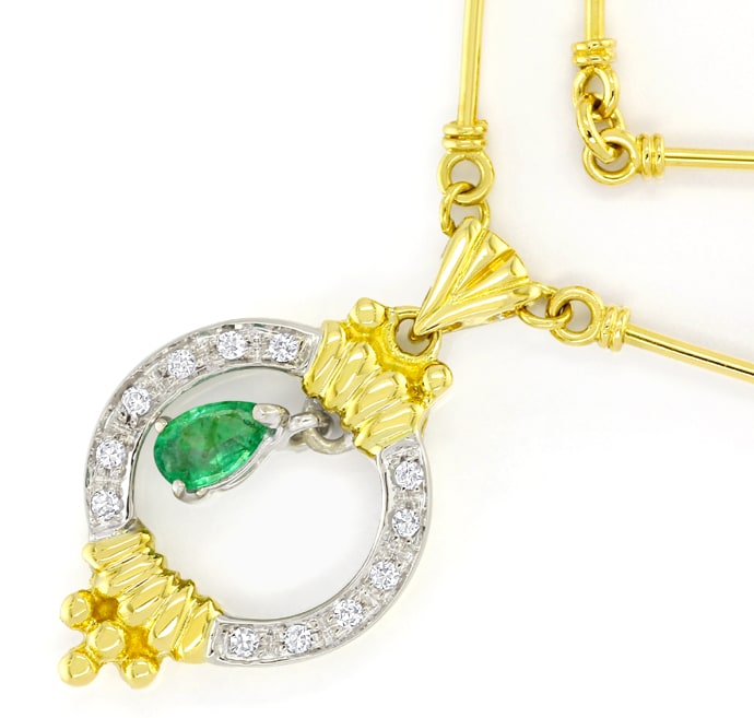 Foto 2 - Goldcollier Smaragd und lupenreine Diamanten, S2872