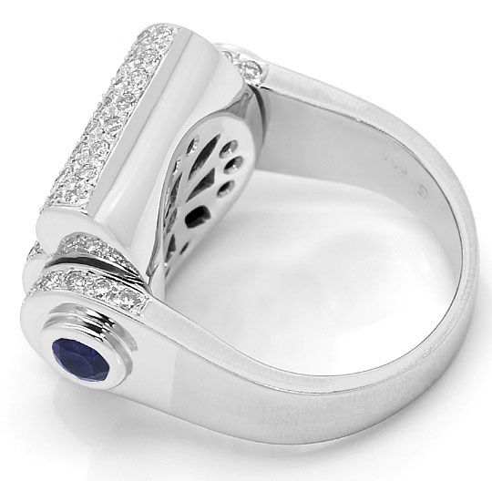 Foto 4 - Designer-Weißgold-Ring mit Saphiren und 2ct Brillanten, S3051